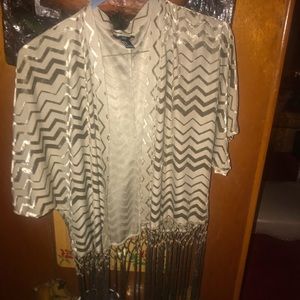 Never worn chic fringe cardigan oversized